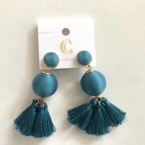 Charming Charlie Tassel Turquoise, Deep Teal Earring